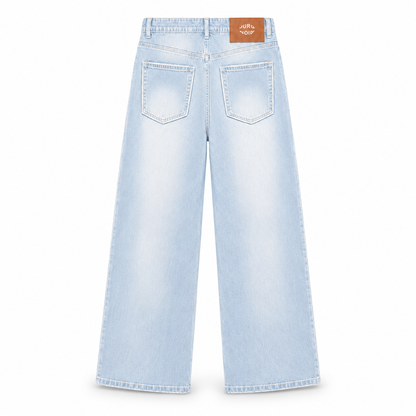 Devil Deals Wide Leg Denim · Ice Blue – Rückansicht