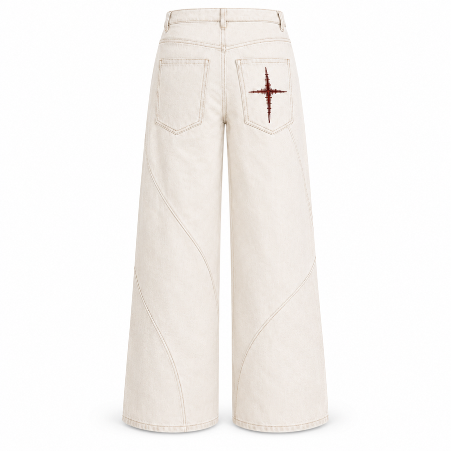 The Truth Wide Leg Denim · Ivory – Rückansicht
