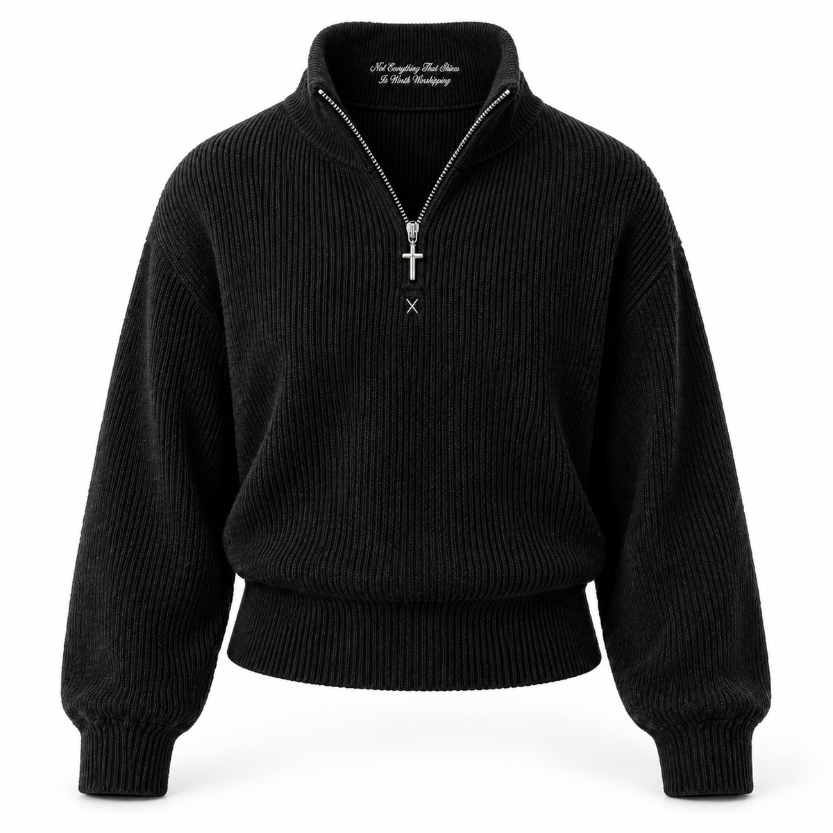 The Truth Quarter-Zip Knit · Black – Vorderansicht