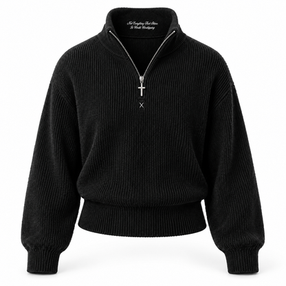The Truth Quarter-Zip Knit · Black – Vorderansicht