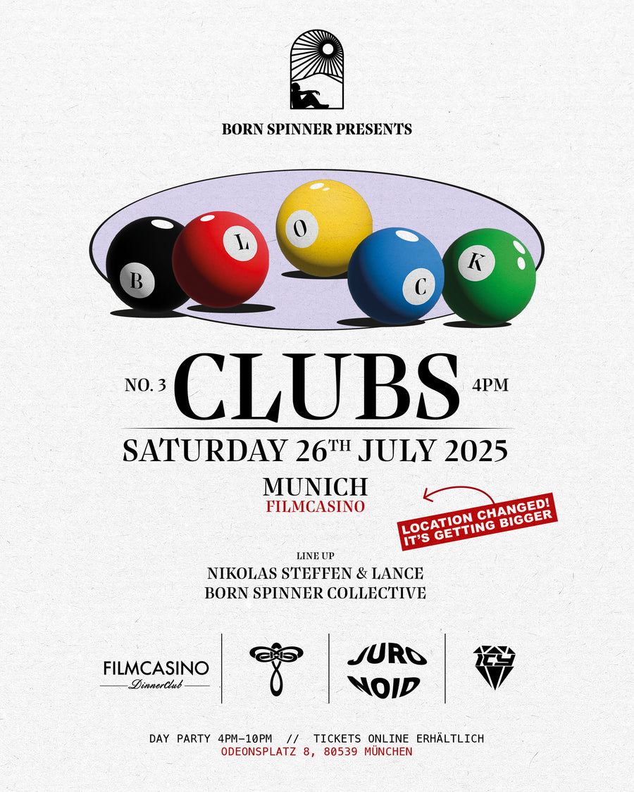 Veranstaltungsmotiv BLOCK CLUBS in München, präsentiert von BORN SPINNER